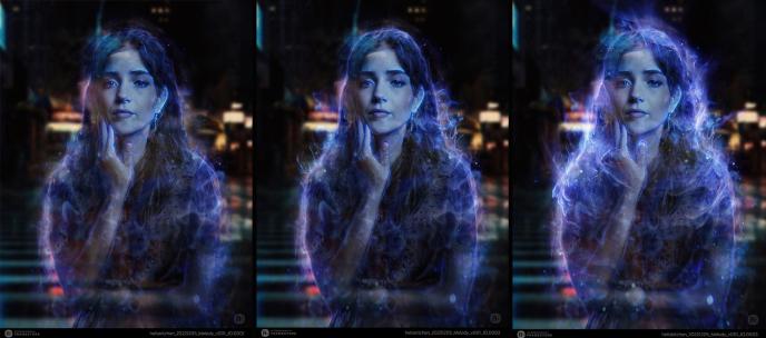 Concept art of Melody, a ghostly young woman, produced for Ghostbusters: Frozen Empire by Framestore's Art Department