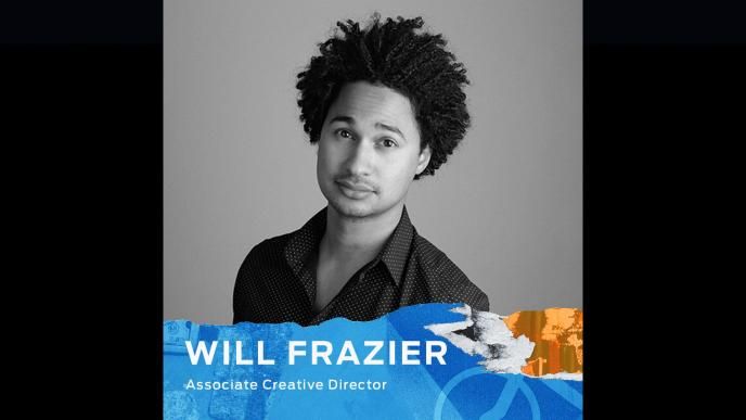 A black and white headshot of Will Frazier