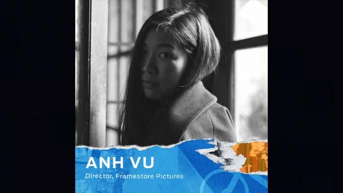 A black and white headshot of Anh Vu