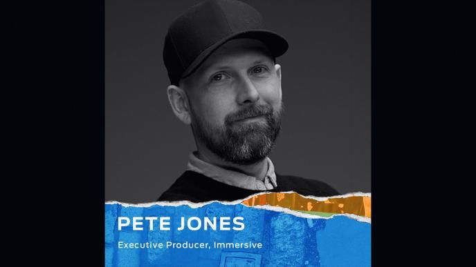 A black and white headshot of Pete Jones