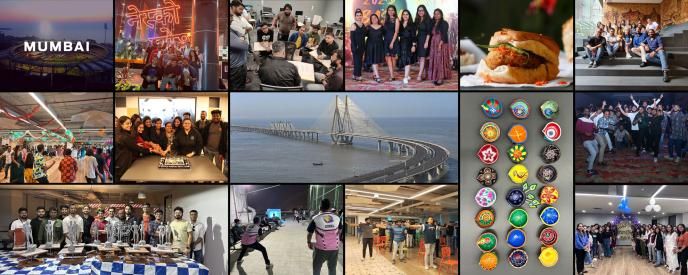 A collage of photos depicting our Mumbai teams in the city, and at sporting and social events
