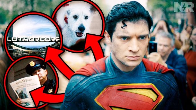 Youtube thumbnail featuring shot from new Superman film