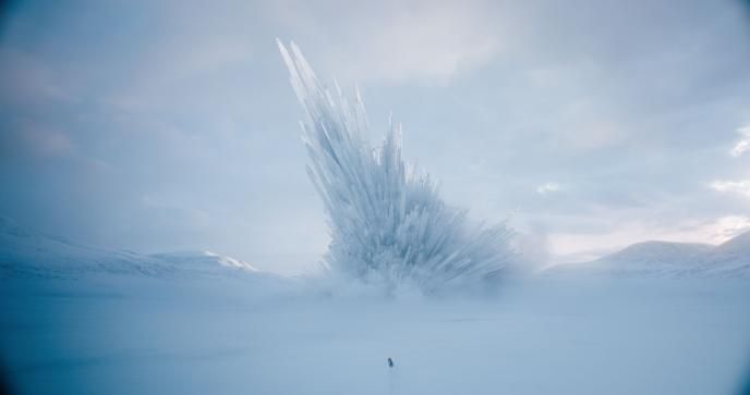 CG crystals in snowy environment in Superman film