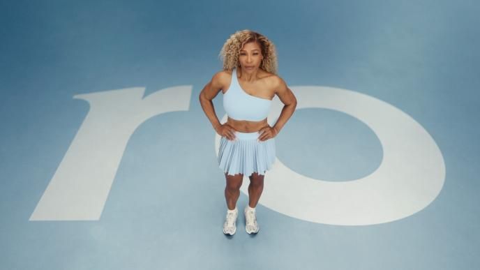 Serena Williams poses with the word "Ro" underneath her