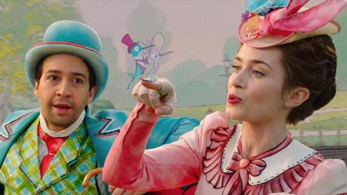 Emily Blunt and Lin Manuel Miranda in Mary Poppins Returns