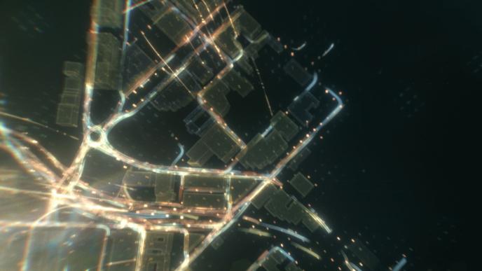 A long exposure shot of city traffic