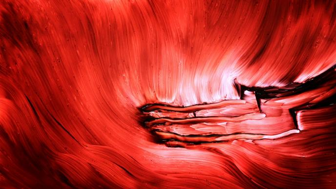 an abstract red themed painting