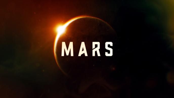 mars text in front of an eclipse
