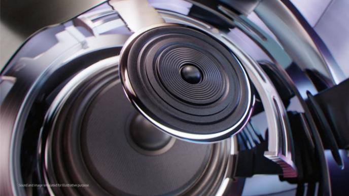 close up shot of animated ear buds that have been layered