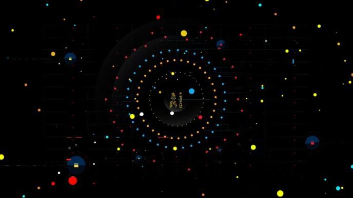 small colourful bubbles making up larger circles with the text 'ai' in the centre