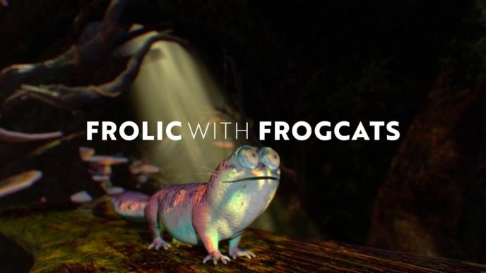 a frogcat alien standing and looking ahead