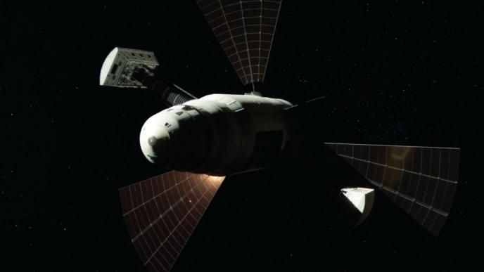 cg animation of a satellite floating in space