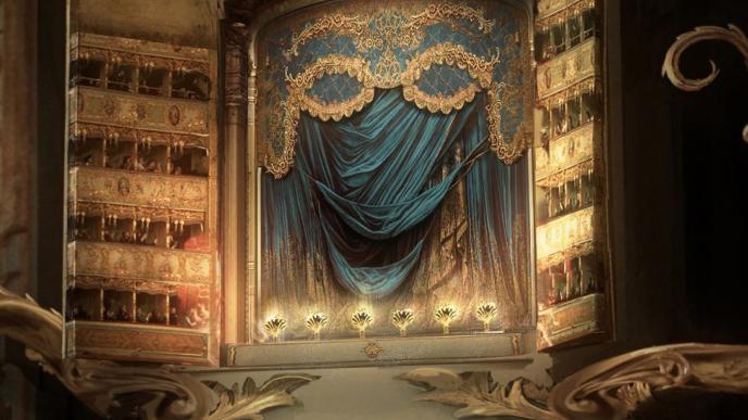 cg animated photorealistic madame garderobe in wardrobe form lit up