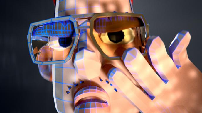 close up view of an animated character