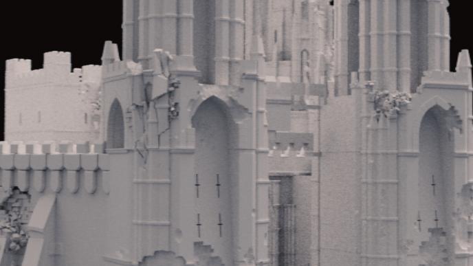white animation model of the gothic castle dracula