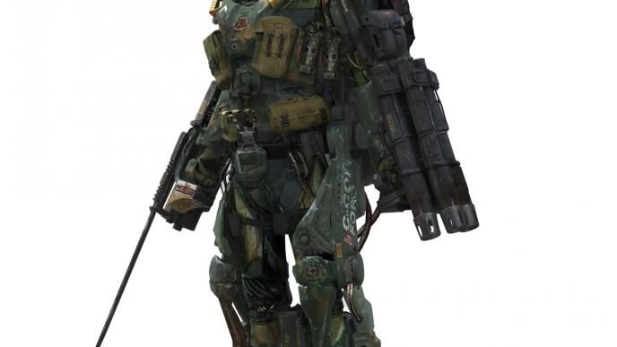 full body shot of a soldier in full body armour and gear