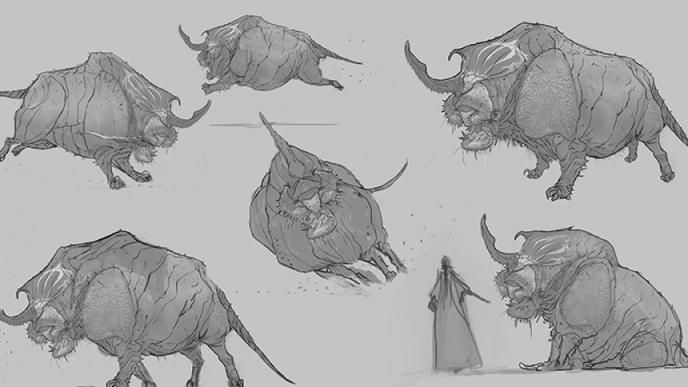 erumpent creature concept art sketches