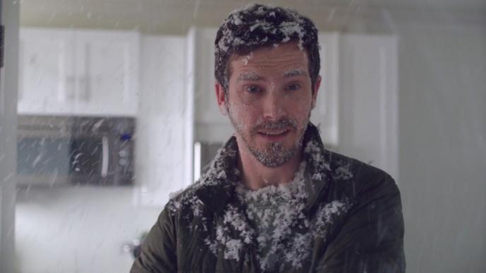 a person with snow all over them