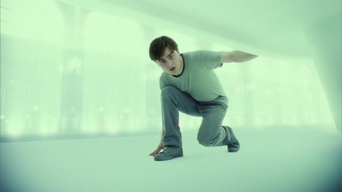 harry potter crouching down looking under a bench in limbo