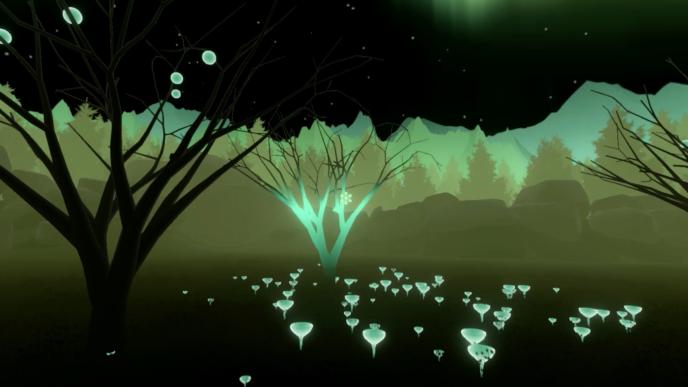animated forest with luminous lights