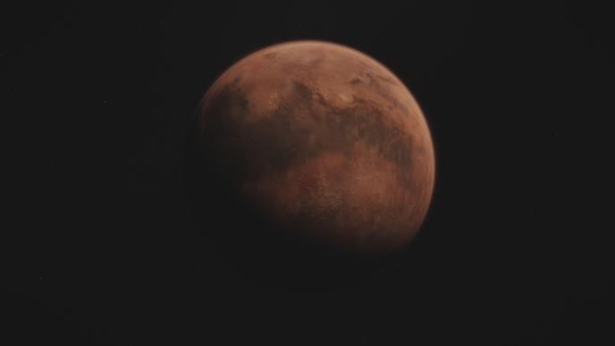 red planet mars on a black background 