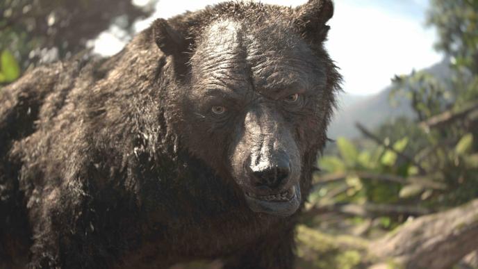 cg animated photorealistic close up of baloo the bear