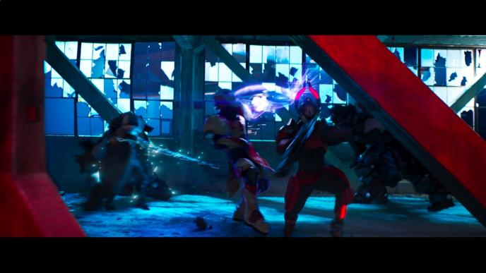cg animated characters in a fight scene