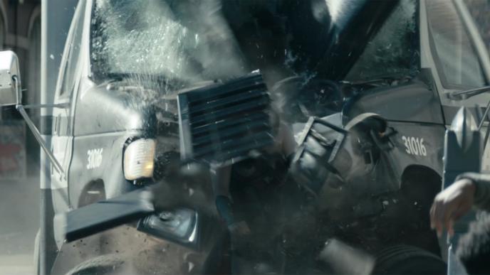 a truck crashing into actress dominique mcelligott as character maggie shaw