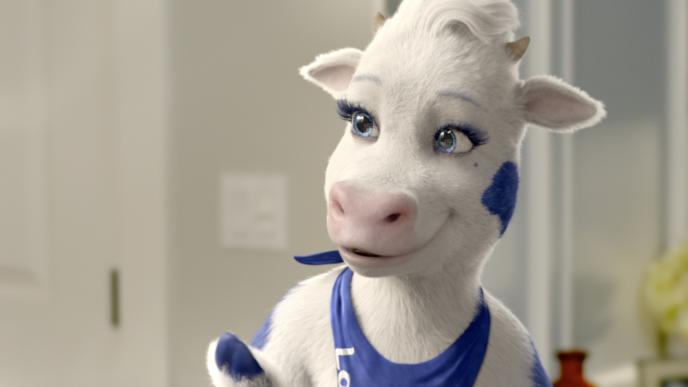 cg animated smiling cow character
