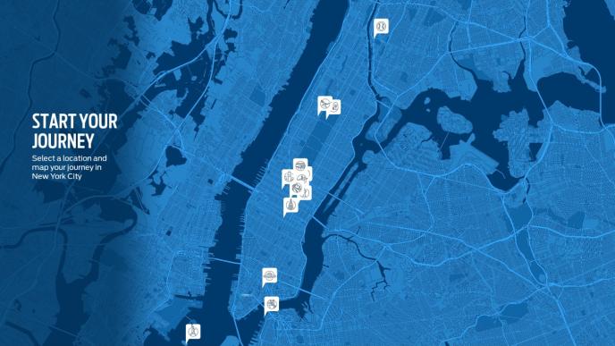 a blue map of new york city