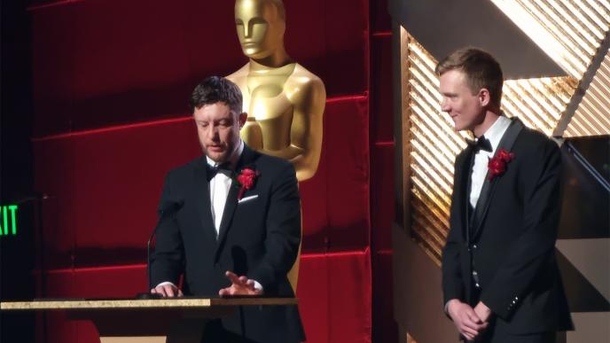 Mark Hills and Jim Vanns accept their award