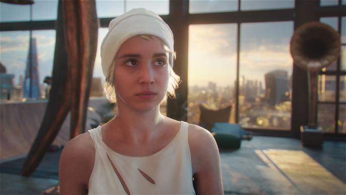 A still from short film FLITE, featuring Alba Baptista