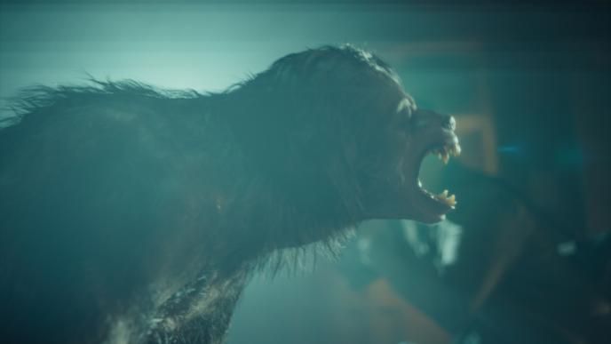 A side view of the werewolf in season six of Black Mirror
