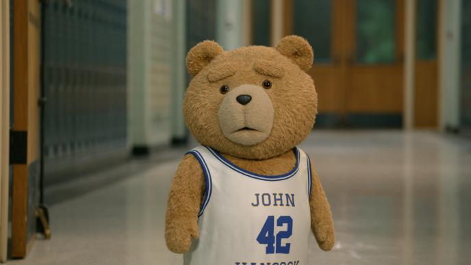 Ted wearing a basketball shirt
