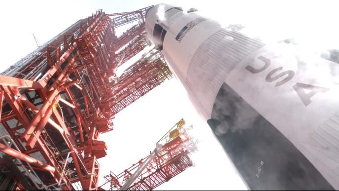 A final shot from Fly Me to the Moon of the Saturn V Rocket