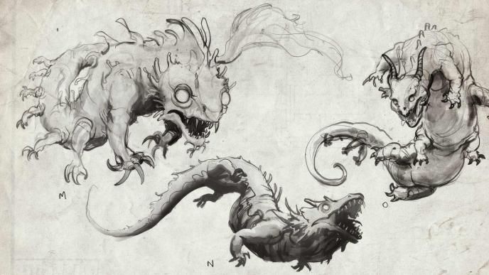 Concept art of sewer monsters from Ghostbusters: Frozen Empire
