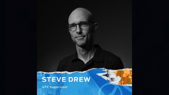 A black and white headshot of Steve Drew