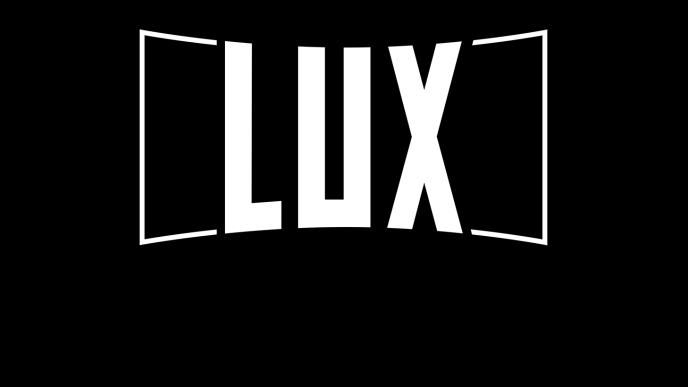 A black background with a white Lux Digital Signage logo in the centre.