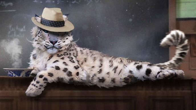 Concept art of a snow leopard professor at Shiz University in Wicked
