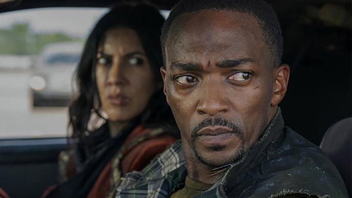 Anthony Mackie as John Doe and Stephanie Beatriz as Quiet in Twisted Metal season 2