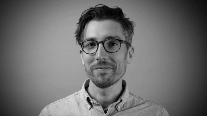 black and white headshot of new Animation Supervisor Daniel Blacker