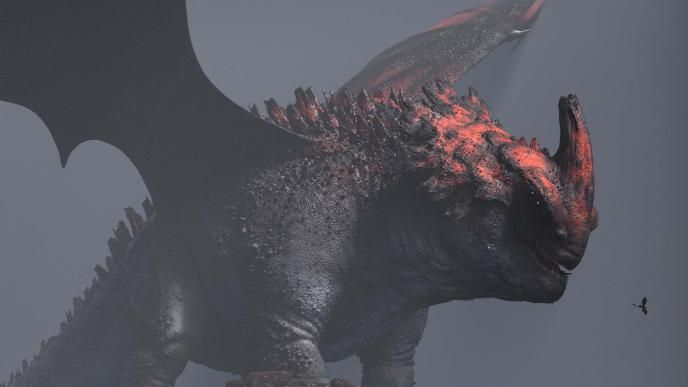 CG dragon Titan Red Death concept art for How To Train Your Dragon