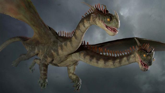CG dragon Hideoous Zippleback concept art for How To Train Your Dragon film