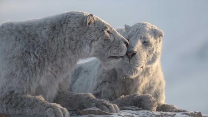 Two CGI prehistoric big cats
