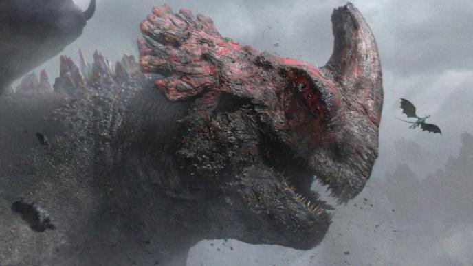 A massive 3D illustrated concept design of a dragon from How to Train Your Dragon.