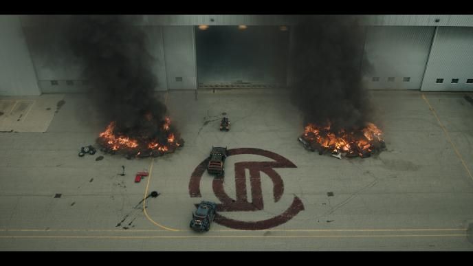 Piles of cars on CG fire 