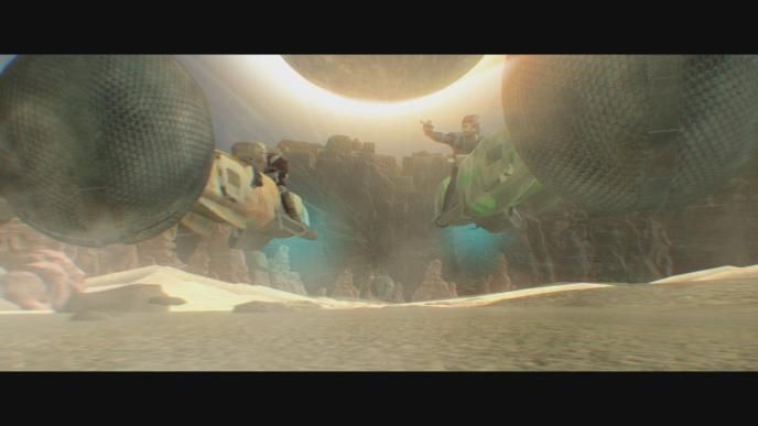 Foundation S3 previs shot of the Flitter Bike sequence