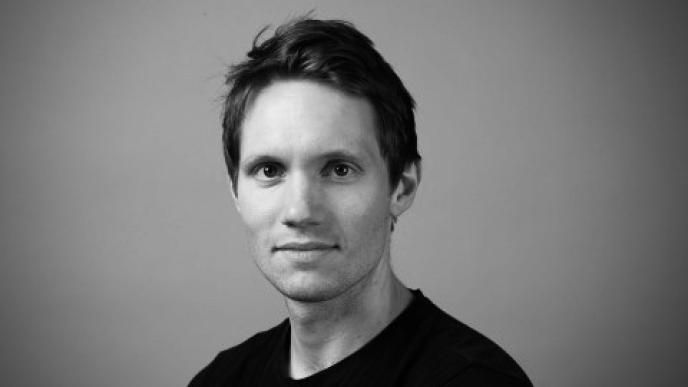 A black and white photo of Gavin McKenzie