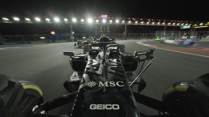 F1 car racing sequence before image 