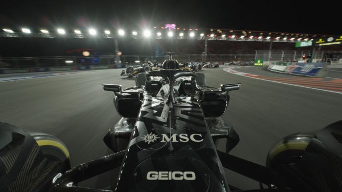 F1 car racing sequence final image 